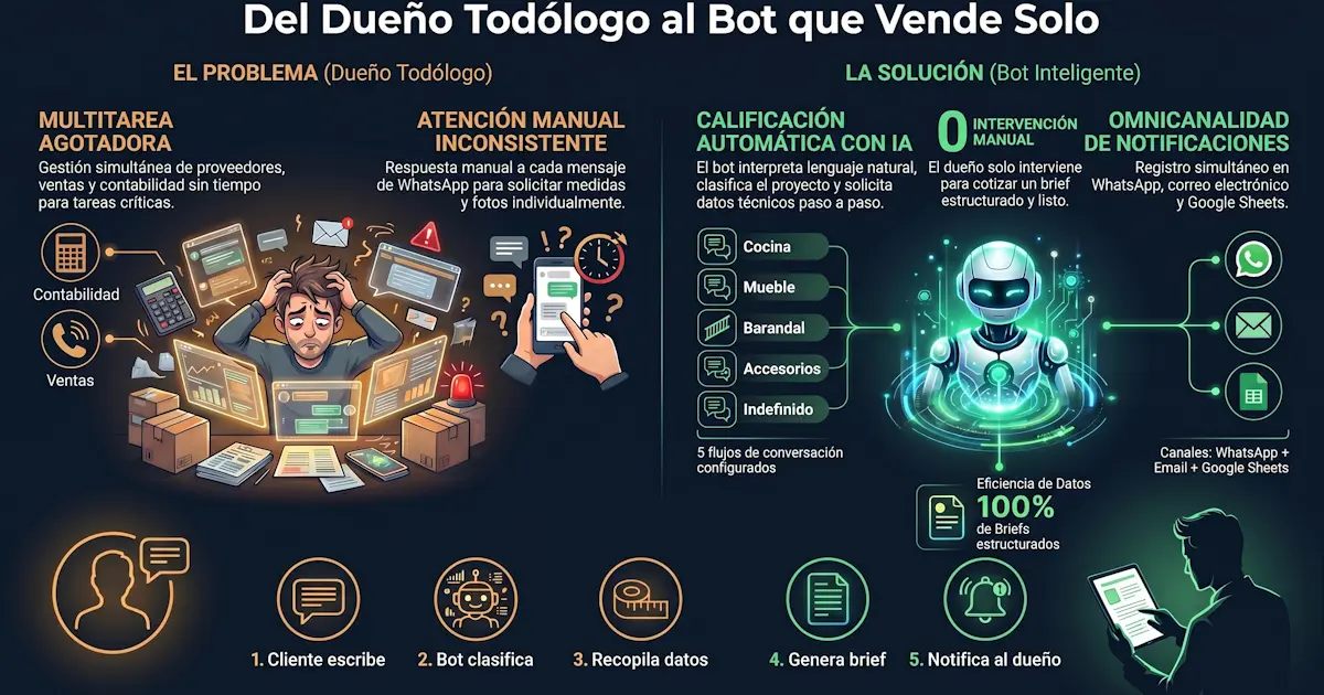 Infografía Querinox Bot: Del dueño todólogo al bot que vende solo