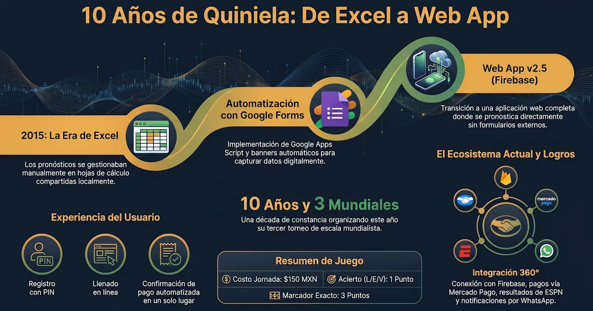 Infografía Quiniela Tena: 10 años de Excel a Web App